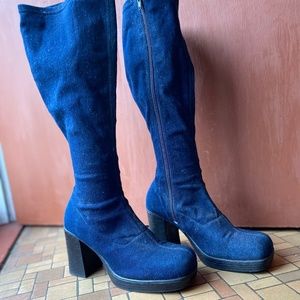 Denim Sparkle Go-Go Boots 9.5